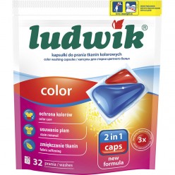 Гелевые капсулы для стирки цветных тканей COLOUR  2 в 1  "Ludwik" 32шт