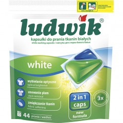 Гелевые капсулы для стирки белых тканей WHITE 2 in 1 caps "Ludwik" 44шт