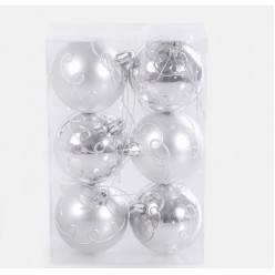 Шары ёлочные серебро 6см х 6шт