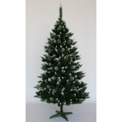Ель искусственная Сосна с белыми кончиками и шишками 220 см